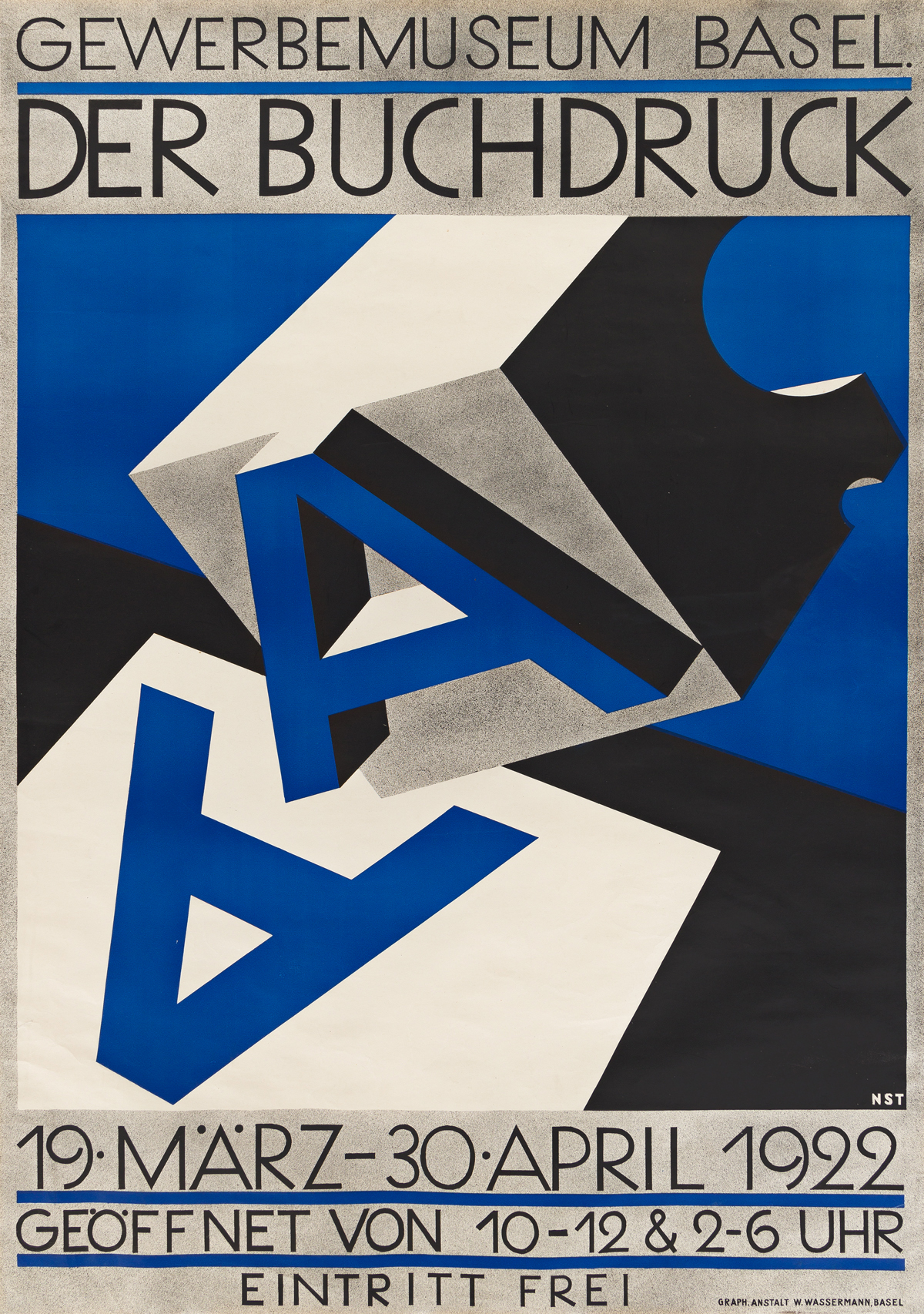 NIKLAUS STOECKLIN (1896-1982).  DER BUCHDRUCK. 1922. 50x35¼ inches, 127x89½ cm. W. Wassermann, Basel.